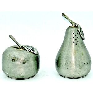 Vintage Apple & Pear Salt And Pepper Shakers By Web Pewter with Stoppers